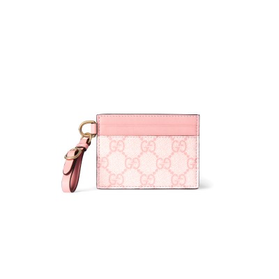 GUCCI GG EMBLEM CARD CASE WITH STRAP 819121 (10*7cm)